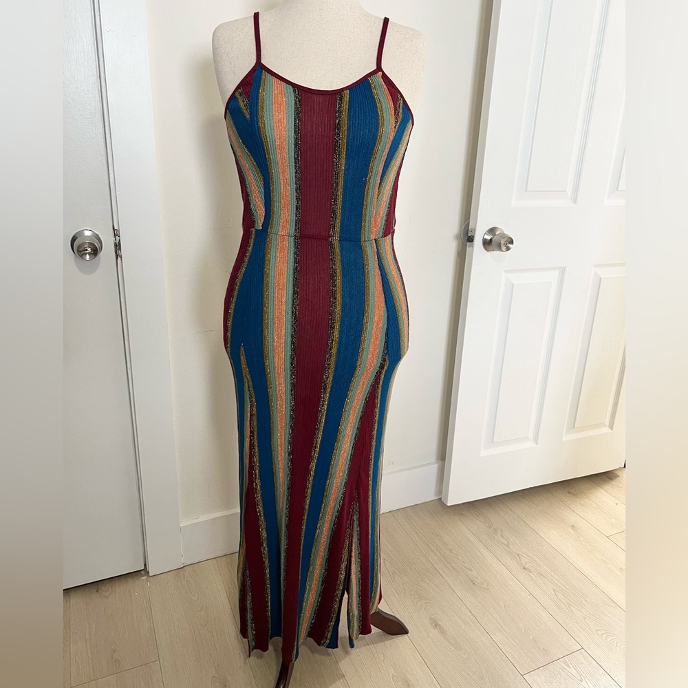 Mango Multicolor Striped Maxi Dress